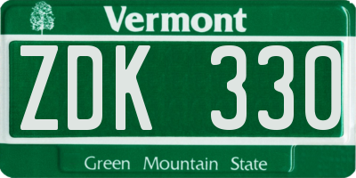 VT license plate ZDK330