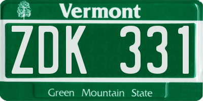 VT license plate ZDK331