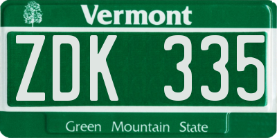 VT license plate ZDK335