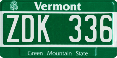VT license plate ZDK336