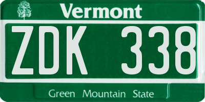 VT license plate ZDK338