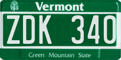 VT license plate ZDK340