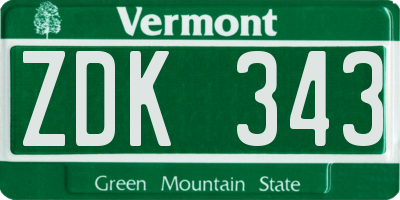 VT license plate ZDK343
