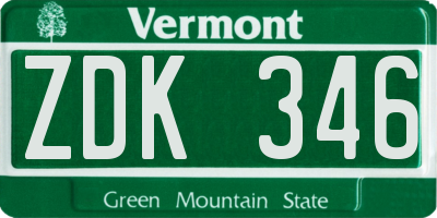 VT license plate ZDK346