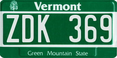 VT license plate ZDK369