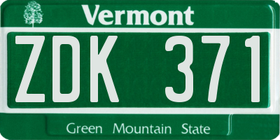 VT license plate ZDK371