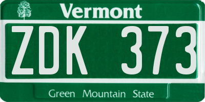 VT license plate ZDK373
