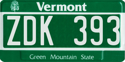 VT license plate ZDK393