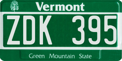 VT license plate ZDK395