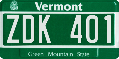 VT license plate ZDK401