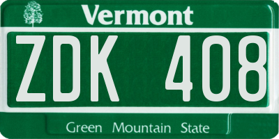 VT license plate ZDK408