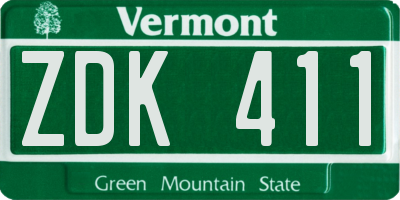 VT license plate ZDK411