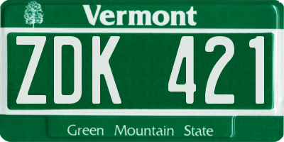 VT license plate ZDK421