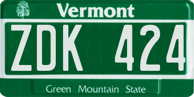 VT license plate ZDK424