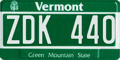 VT license plate ZDK440