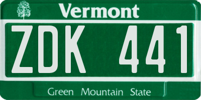 VT license plate ZDK441