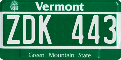VT license plate ZDK443