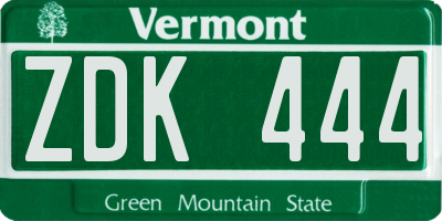 VT license plate ZDK444