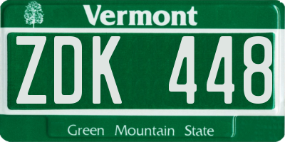 VT license plate ZDK448
