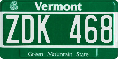VT license plate ZDK468