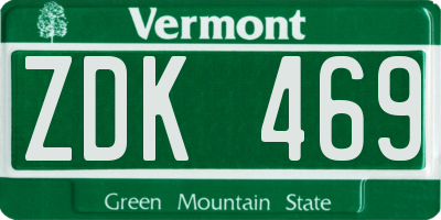 VT license plate ZDK469
