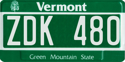 VT license plate ZDK480