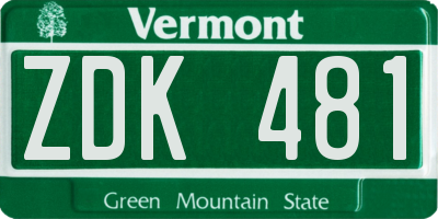 VT license plate ZDK481