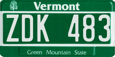 VT license plate ZDK483