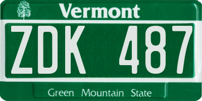 VT license plate ZDK487