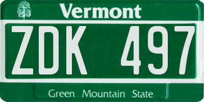 VT license plate ZDK497