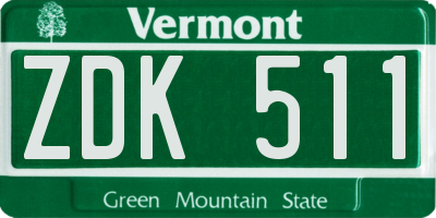 VT license plate ZDK511