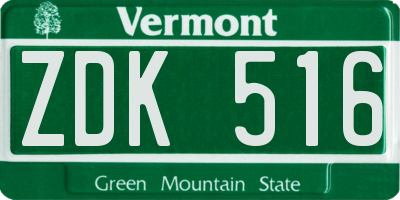 VT license plate ZDK516