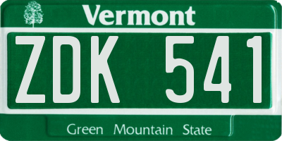 VT license plate ZDK541