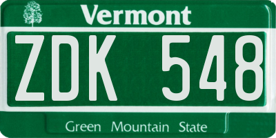 VT license plate ZDK548