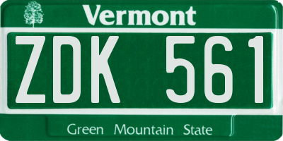 VT license plate ZDK561