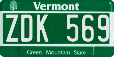 VT license plate ZDK569