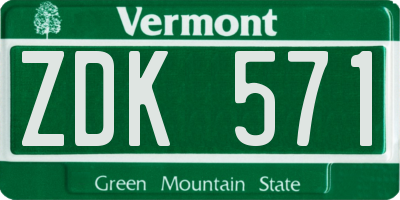 VT license plate ZDK571