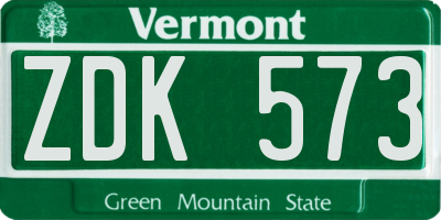VT license plate ZDK573