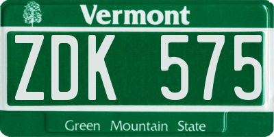 VT license plate ZDK575
