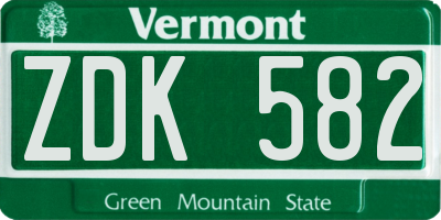 VT license plate ZDK582