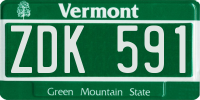 VT license plate ZDK591