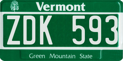 VT license plate ZDK593