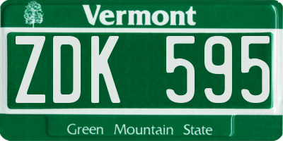 VT license plate ZDK595