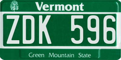 VT license plate ZDK596