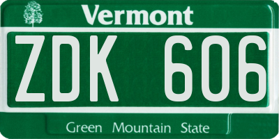 VT license plate ZDK606