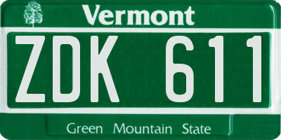 VT license plate ZDK611