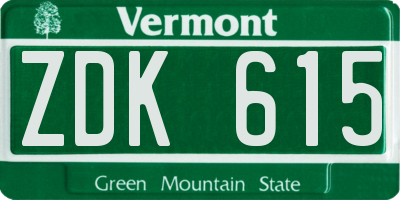 VT license plate ZDK615