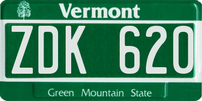 VT license plate ZDK620