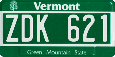 VT license plate ZDK621