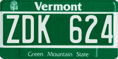 VT license plate ZDK624